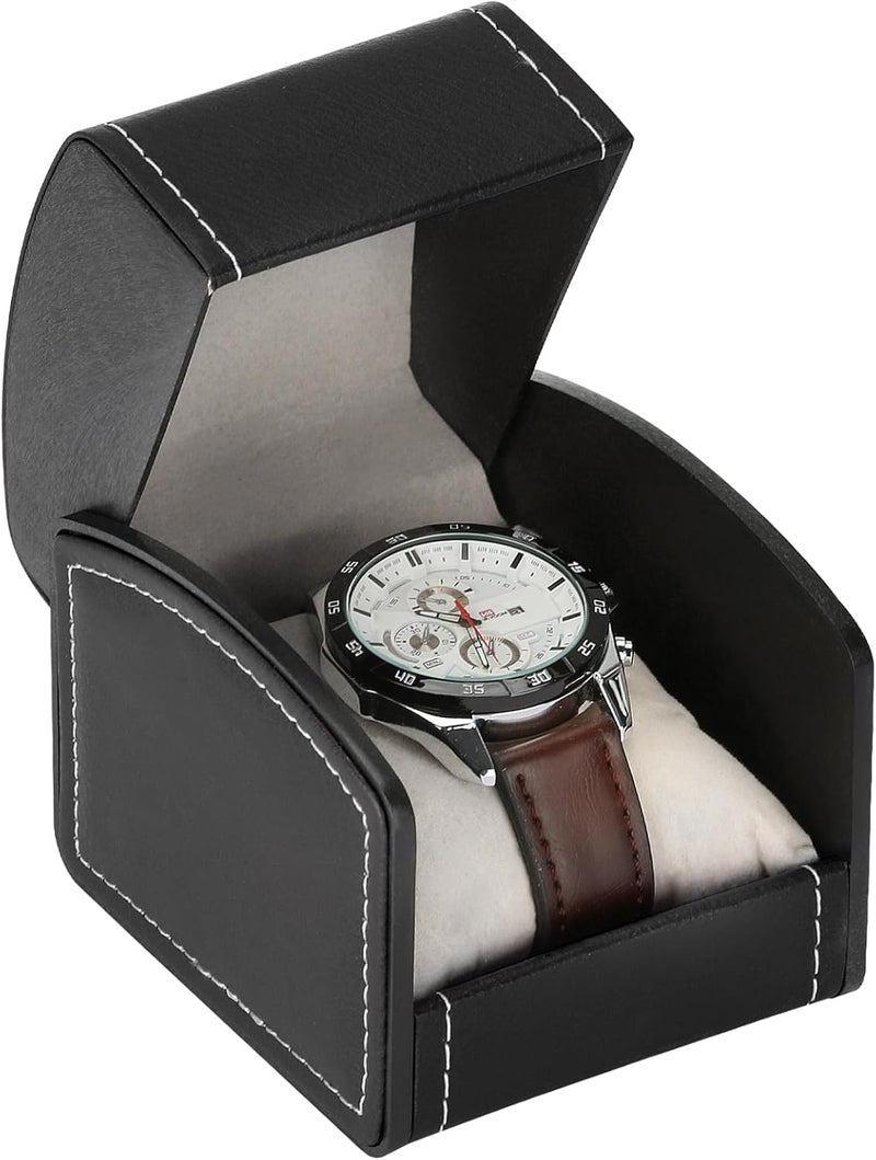BAOPEND Luxury Single Watch Gift Box with Removable Pillow, PU Leather Single Watch Case Wristwatch Jewelry Storage Display Holder Cases for Men and Women (Black) - Image 2